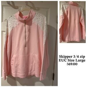 Lilly Pulitzer Pink and White Lace Sweatshirt